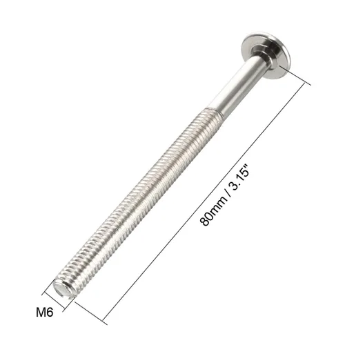Vista 3 de uxcell Tornillos de muebles M6x80mm Tornillos hexagonales Tornillos de fijación 2.283 in Longitud de rosca 5pcs