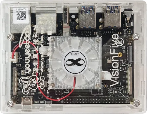 Vista 4 de WayPonDEV Funda acrílica para computadora VisionFive2 RISC-V Linux de una sola placa (con disipador de calor)