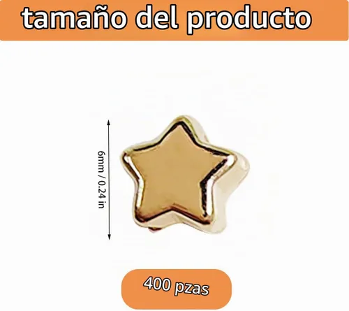 Vista 4 de 400 cuentas espaciadoras en forma de estrella, accesorios de cuentas Dorado