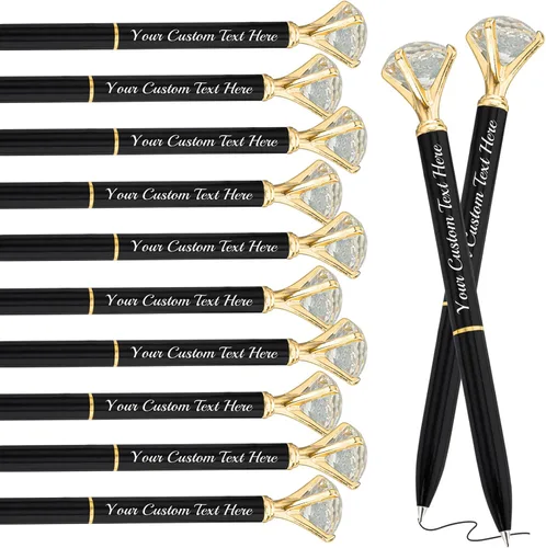 Vista 21 de Bolígrafos de diamante con cristal personalizado con nombre grabado a granel, bolígrafos de metal personalizados, bolígrafos de tinta negra, regalo