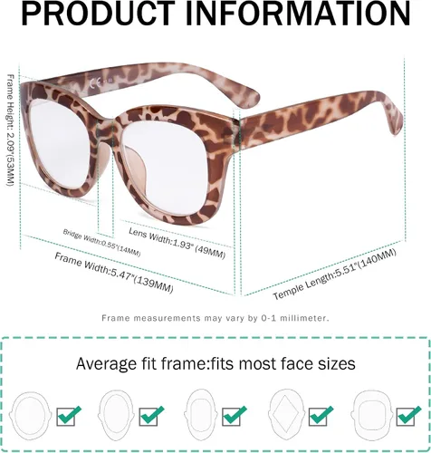 Vista 3 de Eyekepper Gafas de gran tamaño - Gafas retro para Mujeres - MarrónTortoise Frame