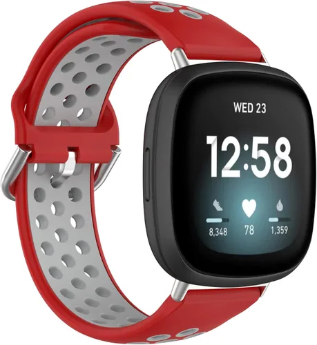 Vista 10 de BabyValley Correa compatible con Fitbit Versa 4/Versa 3/Sense Banda de silicona + conector de metal Correa de pulsera transpirable Correa de reloj