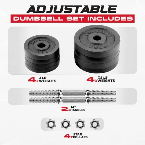 Vista 2 de Yes4All Old School Adjustable Dumbbell Set with Weight Plates, Star Lock Collars/Connector, 40lbs to 200lbs Adjustable Weight Plates Set