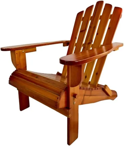 Vista 9 de Foldable Wooden Adirondack Chair for Outdoor and Indoor Use, Comfortable Lounge Design with Wide Seat and Armrests, Oak Finish (Grey + Solid Wood)
