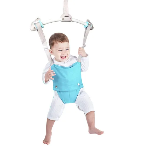 Vista 9 de Juego de puentes de puerta y gorilas para bebé, con abrazadera de puerta, correa ajustable para niños pequeños de 6 a 24 meses, certificado CPC y CE