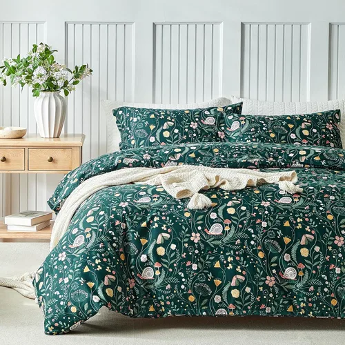 Vista 50 de Lekesky Funda de edredón reversible tamaño Queen, juego de funda de edredón tamaño Queen de 3 piezas, juego de ropa de cama de microfibra verde
