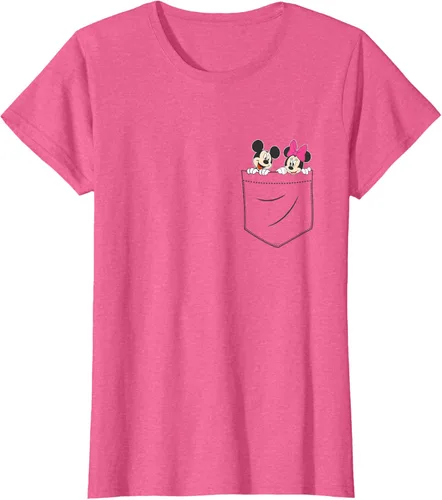 Vista 54 de Disney Mickey & Minnie Mouse - Camiseta de bolsillo pequeño para pareja