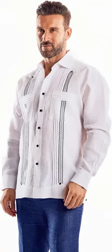 Vista 7 de Mojito Collection Camisa Guayabera 100% lino de manga larga para hombre