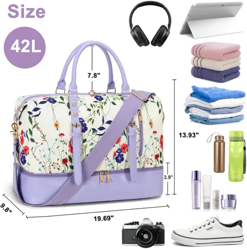 Vista 7 de Weekender Overnight - Bolsa de viaje de gran tamaño para hombres y mujeres