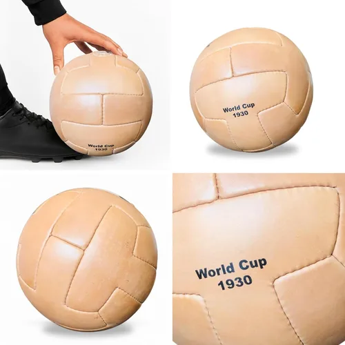 Vista 4 de Copa del Mundo 1930 Modelo 2.ª mitad de final de fútbol de cuero famoso balón de fútbol de cuero tamaño oficial 5 réplica, mejor para jóvenes