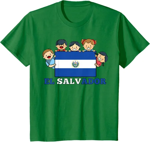 Vista 49 de Camiseta salvadoreña del Mes de la Herencia Hispana con la bandera de El Salvador para niños, Negro