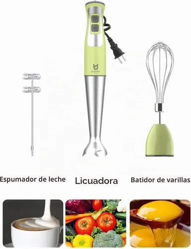 Vista 3 de Batidora de mano de inmersión, UTALENT 3 en 1, 8 velocidades, con espumador de leche, batidor de huevos para espuma de café, puré para bebés