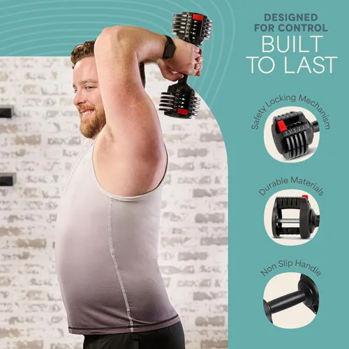 Vista 5 de Lifepro Adjustable Dumbbells & Weights for Home Gym, Quick-Adjust Choose from 2-55 lb adjustable weights in single, pair, or 3-in-1 options for