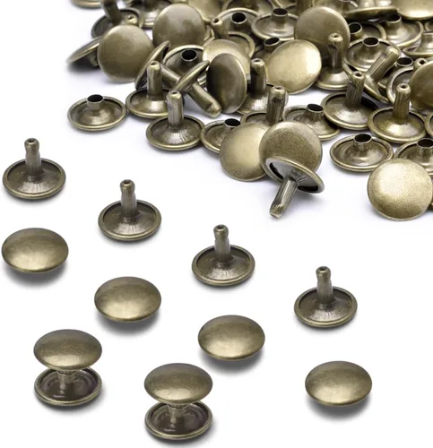 Vista 10 de 400 juegos de remaches para cuero, remaches de cuero de doble tapa redonda de 10 mm, remaches tubulares con punta para correa de bolso, llaveros