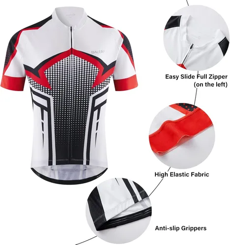Vista 4 de BALEAF Men's Cycling Jersey Short Sleeve Bike Shirts 4 Pockets Road Biking Tops Full Zip Clothing MTB Breathable UPF 50+
