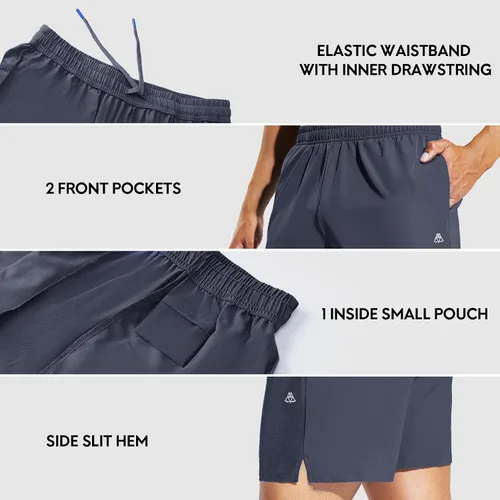 Vista 4 de Haimont Pantalones cortos deportivos para hombre de 5 pulgadas para gimnasio, deportes, entrenamiento activo con bolsillos, secado rápido