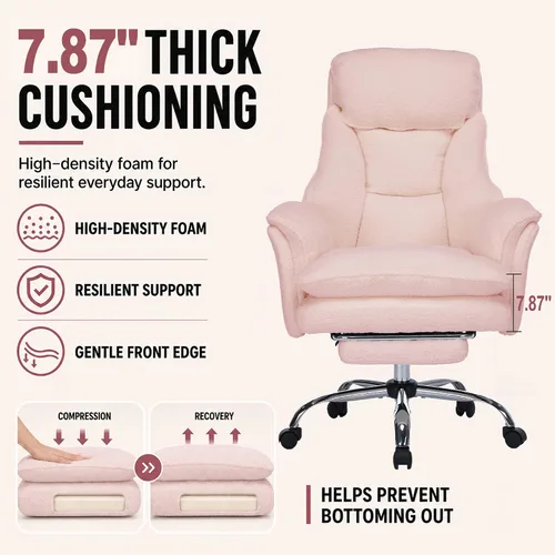 Vista 3 de Silla de oficina Criss Cross con ruedas, brazos abatibles y reposapiés Rosa