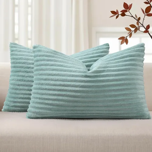 Vista 46 de Simmore Juego de 2 fundas de almohada decorativas de verano de 16 x 16 pulgadas, fundas de almohada suaves de franela de felpa natural de doble cara