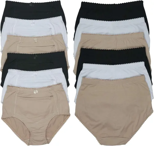 Vista 3 de ToBeInStyle Calzones básicos de cintura alta con cremallera y bolsillo frontal para mujer