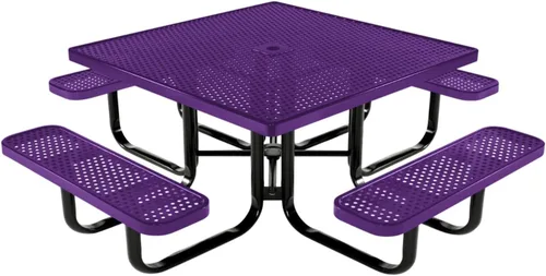 Vista 84 de COATEDOUTDOORFURNITURE Mesa de picnic cuadrada de 46 pulgadas, expandida, color negro