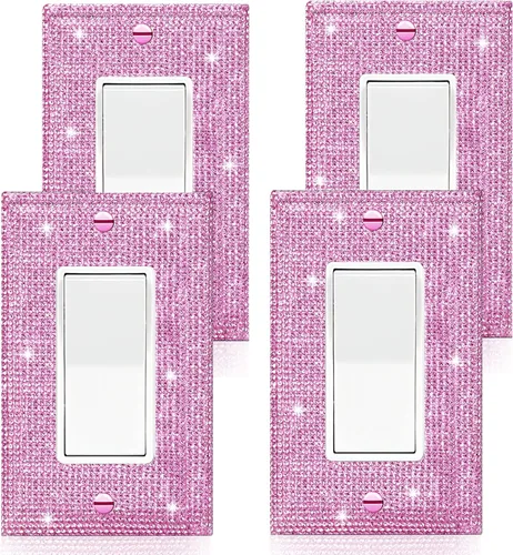 Vista 13 de 4 piezas de cubierta de placa de pared de diamantes de imitación de plata brillante 1 Gang cubierta decorativa interruptor de diamantes de imitación