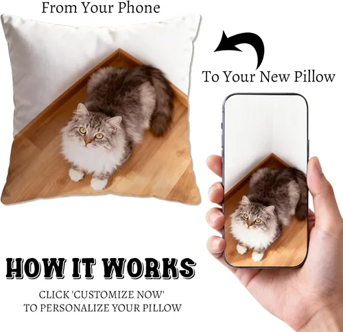 Vista 2 de Almohada personalizada, almohadas personalizadas con imagen, almohadas personalizadas con fotos de mascotas, almohada para niños con nombres, regalo