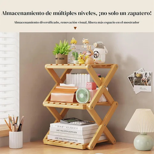 Vista 4 de Zapatero Pequeño, Organizador de Zapatos Plegable Portátil de 3 Niveles, Sin Instalación, Mini Zapatero Independiente para Acampar, Pasillos