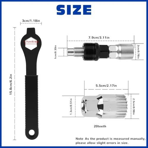 Vista 2 de Oumers Extractor de manivela de bicicleta/removedor de brazo y removedor de soporte inferior con llave inglesa/llave de 0.630 in. Kit