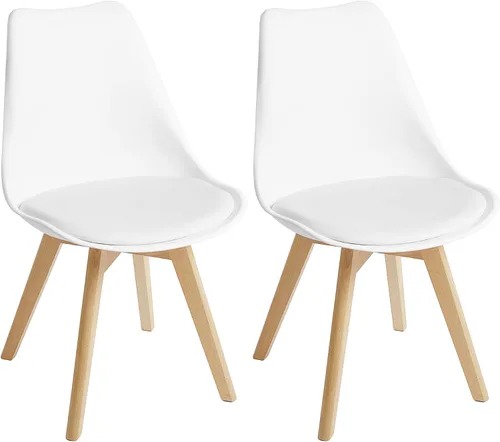 Vista 11 de Juego de 4 sillas de comedor, modernas sillas de comedor tapizadas con asiento acolchado de piel sintética, sillas de cocina sin brazos con respaldo