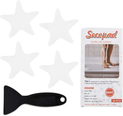 Vista 9 de Secopad Calcomanías antideslizantes para ducha, 24 calcomanías adhesivas de seguridad para bañera con raspador premium (negro)
