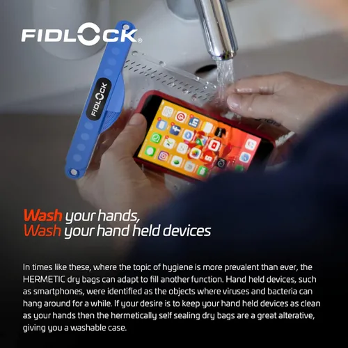 Vista 6 de FIDLOCK Bolsa hermética seca flexible magnética autosellante para teléfono celular 100% a prueba de agua y arena Tamaño práctico con una gran