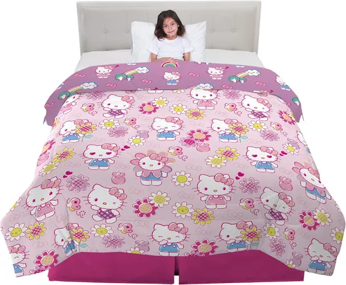 Vista 25 de Franco Ropa de cama para niños, edredón de microfibra suave, individual, Hello Kitty
