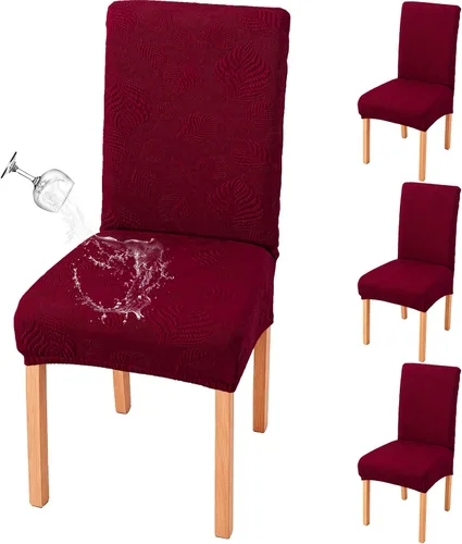 Vista 9 de Genina - Juego de 2 fundas impermeables para sillas de comedor, fundas para sillas de cocina, color beige