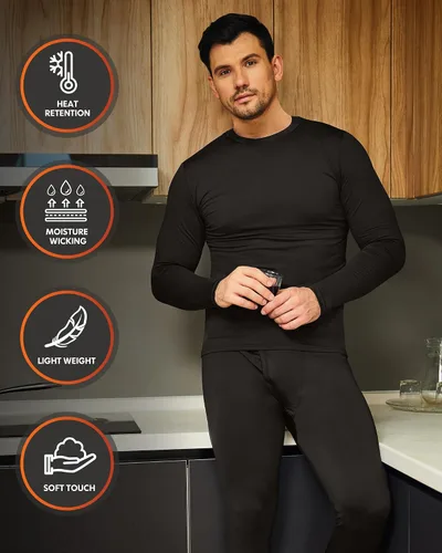 Vista 3 de CL convallaria 2 Pack Long Johns Thermal Underwear for Men Soft Fleece Lined Base Layer Cold Weather Set XS-4XL