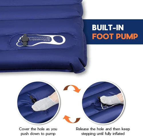Vista 3 de Hikenture Bomba de pie doble para dormir con 2 almohadas de camping, color verde