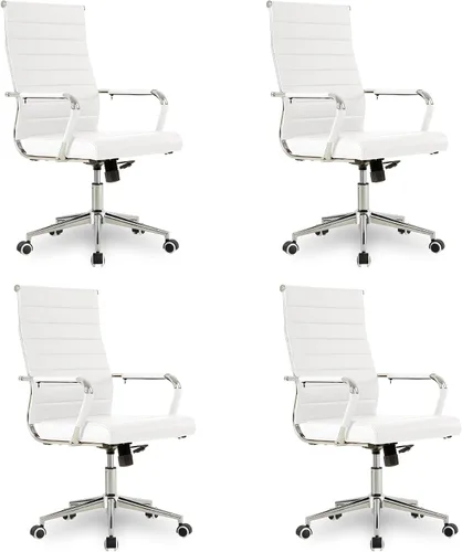 Vista 28 de Okeysen Office Desk Chair, Ergonomic Leather Modern Conference Room Chairs, Executive Ribbed Height Adjustable Swivel Rolling Chair for Home Office