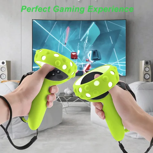 Vista 5 de Compatible with MetaOculus Quest 2 Accessories Lengthening Controller Grip Cover with Battery Opening VR Shell Cover Silicone face Cover