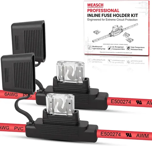 Vista 11 de 2 Pack 8 AWG 12V Maxi Fuse Holder UL Recognized Wire with 80A Fuses IP67 8 Gauge Heavy-duty Fuse Holder for High-Current 12V Systems, Including