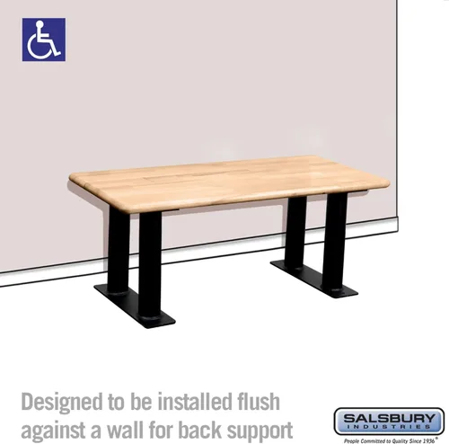 Vista 3 de Salsbury Industries Banco ADA de madera para taquillas, 42 pulgadas de ancho, acabado claro
