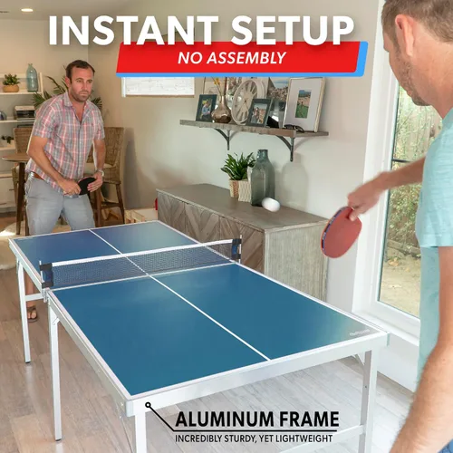 Vista 3 de GoSports - Juego de tenis de mesa de tamaño mediano – Rojo o azul – Juego de tenis de mesa portátil para interiores y exteriores con red, 2 raquetas