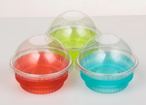 Vista 5 de Golden Apple, 101ml-30 juegos de vasos de plástico transparente para helado, cuenco para aperitivos con tapas de cúpula sin agujero
