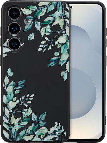 Vista 19 de RALEAVO Funda para Samsung Galaxy S24 Plus, bonita funda de silicona floral Verde/Rama Floral