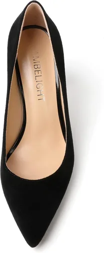 Vista 6 de AMBELIGHT Vestido sin cordones para mujer, puntera puntiaguda, tacón de aguja, tacón alto, zapatos de tacón alto de 3.3 pulgadas