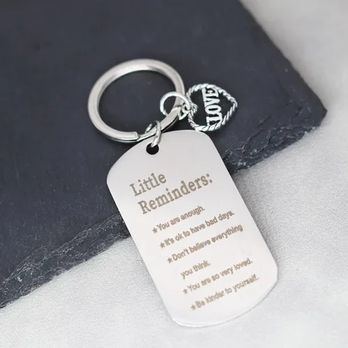 Vista 4 de tenghong2021 Llavero Little Reminders, regalo con texto en inglés "You Are Enough Key", inspiración, inspiración, citas edificantes