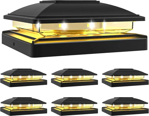 Vista 12 de VOLISUN - Luces solares para punta de poste al aire libre, impermeables, paquete de 12, valla solar - Luces para postes de 4x4, 5x5, 6x6 de Blanco