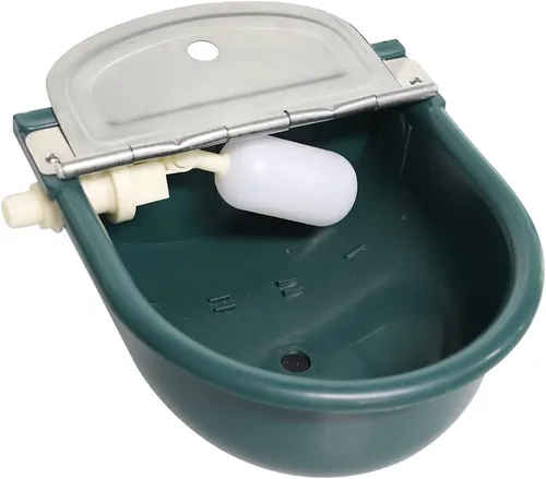 Vista 5 de Cuenco automático de agua de plástico para ganado con cubierta de acero inoxidable, bebedero para perros, ganado, caballo con válvula de flotador