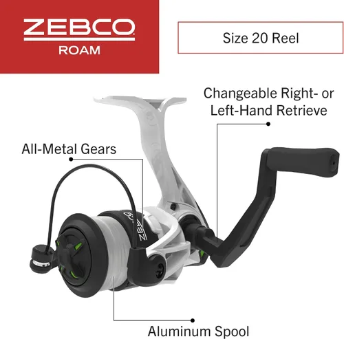 Vista 3 de Zebco Roam - Combo de carrete giratorio y caña de pescar, caña de fibra de vidrio de 6 pies, mango Split ComfortGrip, pomo de mango Soft-Touch