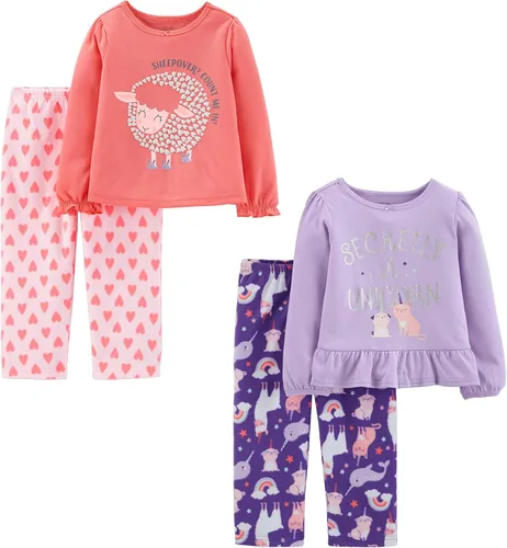 Vista 9 de Simple Joys by Carter's Pijama de poliéster de 4 piezas para niña Bailarina negra/rosa claro/vaca rosada/cisnes