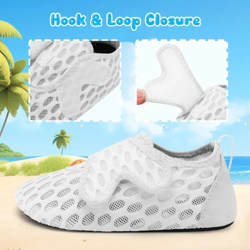 Vista 3 de XIHALOOK Zapatos acuáticos para niños y niñas, de secado rápido, para la playa, natación, piscina, zapatos descalzos, calcetines acuáticos