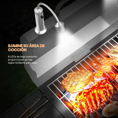 Vista 2 de FIREOR Accesorios para parrilla de barbacoa para exteriores, luces LED magnéticas para barbacoa, cuello de cisne flexible, resistente a la Plateado